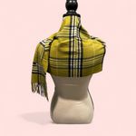 Cute citron avocado plaid stripe super soft scarf 13x74 fringe Yellow Photo 4