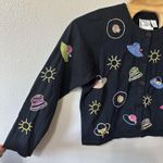 Michael Simon Lite Novelty Embroidered Cardigan Beach Summer Hat Print Cotton XL Black Photo 2