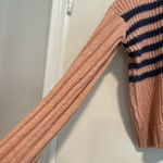 SO NWT  Sz:L Pink Navy Stripes Turtleneck Oversized Cropped Pullover Sweater. Photo 7