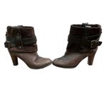 Nine West Brown Suede Leather Fold Over Buckle Heeled Boot Size 7 Photo 2