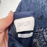 Saylor Anthropologie Navy Blue Long Sleeve Lace Layered Coquette Romper XS Photo 11