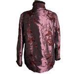 Buttons Embroidered Asian Style Coat Jacket M Purple Rabbit Trim Frog  Pockets Photo 3