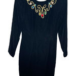 Vintage Black velvet J.R.Nites size 6 long sleeve dress. Black Photo 0