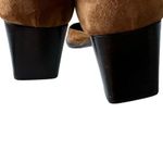 Paloma Round Square Suede Toe Chunky Heels Mary Jane Shoes feature leather 7.5 Brown Photo 8