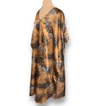 Vintage 90s Simply Basic Zebra Safari Print Orange Caftan Sleepwear Maxi Dress Size L Photo 3