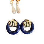 Vintage 80’s 4PR Costume Jewelry Clip On Earrings Door Knocker Faux Pearl Dangle Multiple Photo 5