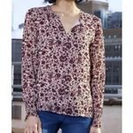 Ecru  Portman Smocked Sleeve‎ Blouse in Burgundy Floral Sz M Photo 1