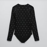 ZARA Women's Bodysuit V Neck Silver Stud Black Size M Photo 8