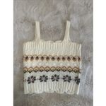 Mango Blu Pepper‎ knit tank top with floral and geometric pattern Size S Photo 3