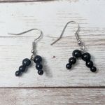 Vintage Earrings For Pierced Ears 2 Strand Black Dangle Photo 0