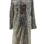 Vintage 80/90s Miss Bergdorf Sequins Mini Dress Set Silver Photo 0