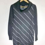 White House | Black Market Charcoal Gray Diagonal Stripe Cowl Neck Sweater Photo 0