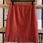 Talbots Tweed Orange Italian Fabric Wool Silk Blend Pencil Skirt w/Hem Ruffle 8P Photo 0