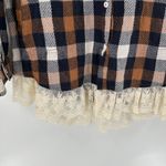 Hayden  Brown Plaid Flannel Long Sleeve Lace Trim Button-Up Shirt Size Small Photo 2
