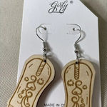 Boots Wooden Filigree‎ Dangle Hook Earrings Cowgirl Western Rodeo NEW Tan Photo 0