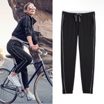 Athleta  Colorblocked Brooklyn Jogger Pants Black White Stripe Size 2 Petite‎ Photo 1