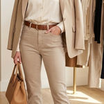 Good American  High-Rise Slim Pants – Khaki Stretch Twill, Size 16 Extra Long Photo 0