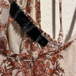 BKE Boutique Floral Handkerchief Hem Flowy Tank Beige Pink Blouse Brown Boho L Photo 1