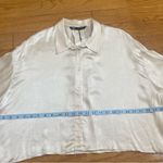 ZARA  Satin Cream button down crop shirt top blouse Sz XL New Photo 6