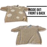 VINTAGE 1980'S ANDENE BEIGE & CREAM POLKADOT SILK BLEND SHORT SLEEVE SWEATER (M) Tan Size M Photo 7