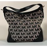 Michael Kors Black Leather Logo Print Designer Satchel Handbag Purse Pocketbook Bag 🖤✨ Photo 4