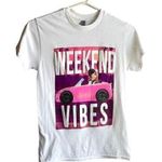 Barbie Car T SHIRT Small Weekend Vibes Puff Letters 100% Cotton Tee Gilden NWOT Photo 0
