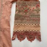 Bin Saeed Lawn Size M Cotton Embroidered Dress Pakistani Salwar Kameez Peach Size M Photo 3