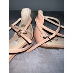 Nine West Sandals Flat Strappy "Dollfaced" Pink Nude Cross Straps 8 Photo 4