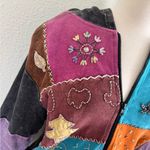 Vintage Patchwork Embroidered Zip Hoodie Multicolor Boho Festival Jacket medium Black Photo 10