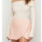 Danielle Guizio GUIZIO Gemma Cable Knit Wool-Blend Wrap Mini Skirt, Pink, XS Photo 1