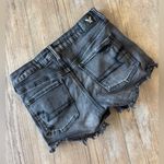 American Eagle  Outfitters Black Jean Shorts Frayed Hem Size 6 Super Stretch Photo 1