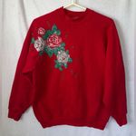Fruit of the Loom Vintage  size large red floral sweatshirt Photo 0