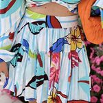 The Drop NWT- Beautiful blue floral skirt, tiered mini skirt Photo 0