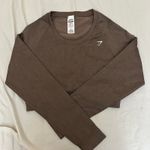 Gymshark  Adapt Fleck Seamless Long Sleeve Crop Top‎ Size XXL Brown Photo 5