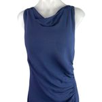 Reformation Women's Blue Sleeveless Ruched Cowl Neck Slit Maxi Bodycon Dress M Photo 2