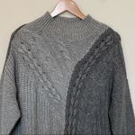 Vera Wang Simply  gray color block mock neck rib cable knit pullover sweater XL Photo 1