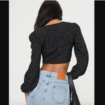 Princess Polly  Aldon Black & White Polka Dot Longsleeve Crop Top 2 Photo 2