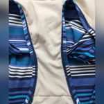 Merona Ruched Swimsuit One Piece Shirred Front Slimming Blue Striped Size Small Photo 4