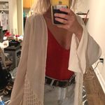 Boutique White Cardigan With Fringe  Photo 0