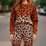 NWT 525 AMERICA X REVOLVE Lepoard Dip Dye Joggers PANT SMALL Orange Photo 0