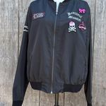 NWOT Woman’s RETIRED Beautiful Disaster “Stronger” Black Bomber Jacket Sz Large Photo 0