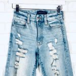 Aeropostale High Rise Curvy Jegging Size 0 Light Wash Distressed‎ Ripped Jeans Blue Photo 3