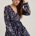 Lucky Brand Cottagecore Floral Long Sleeve Tie Waist Purple Pink Dress XS Photo 0