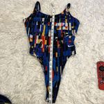 Nike Vintage Thong Bathing Suit High Cut Geometric Y2K Abstract Cut Out Back Photo 6