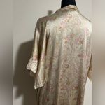 EUC Christine Vancouver 100% Silk Cream & Pink Floral Robe size P/S Photo 6