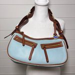 Dooney & Bourke Vintage Light Glacier Blue and Brown Leather Shoulder Bag Photo 0