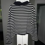 J.Crew Heritage Terry Quarter-zip Sweatshirt Perfect Black Stripe Photo 2