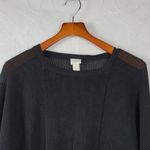 Chico's  Women's Sweater 1 Black Open Knit Dolman Sleeves Square Neck Pullover Photo 6