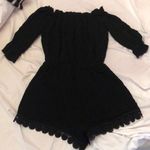 Missguided cute off the shoulder black crochet romper Photo 4