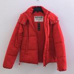 Garage Red Puffer Drop Shoulder Jacket Photo 0